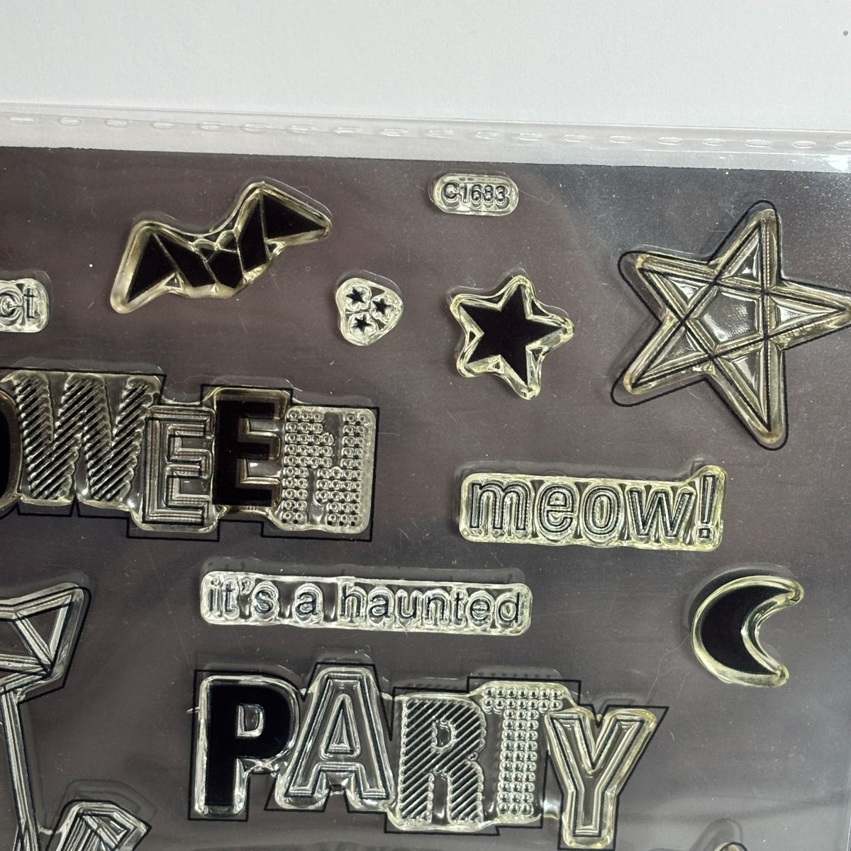 CTMH Acrylic Stamps and Dies MCM Atomic Cats Bats Halloween Cardmaking Pun C1683