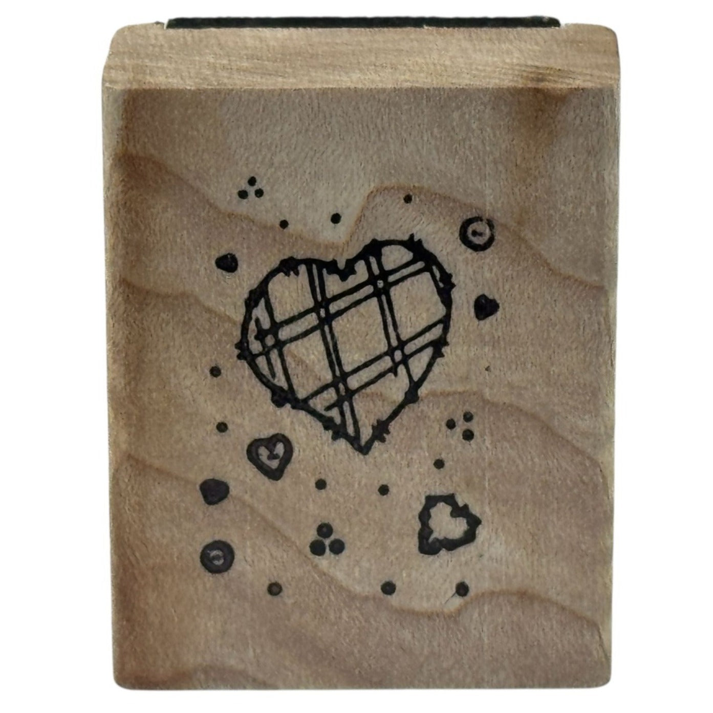 Hideaway Rubber Stamp Plaid Heart with Confetti Doodle Love Card Making Craft