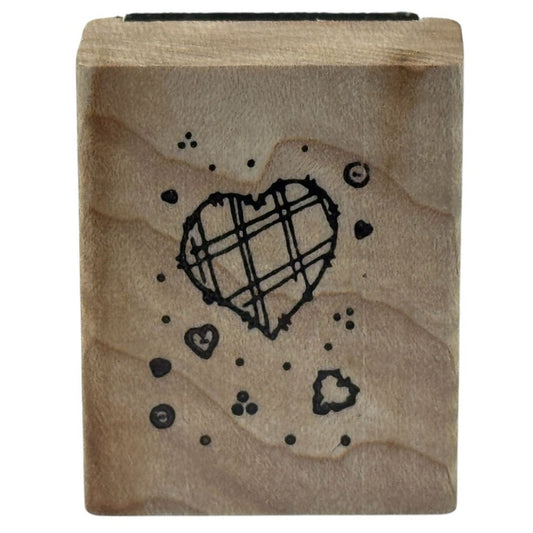 Hideaway Rubber Stamp Plaid Heart with Confetti Doodle Love Card Making Craft