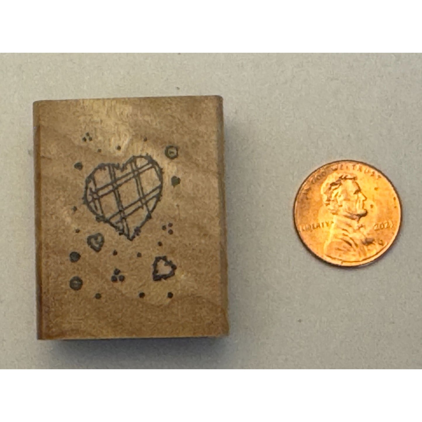 Hideaway Rubber Stamp Plaid Heart with Confetti Doodle Love Card Making Craft