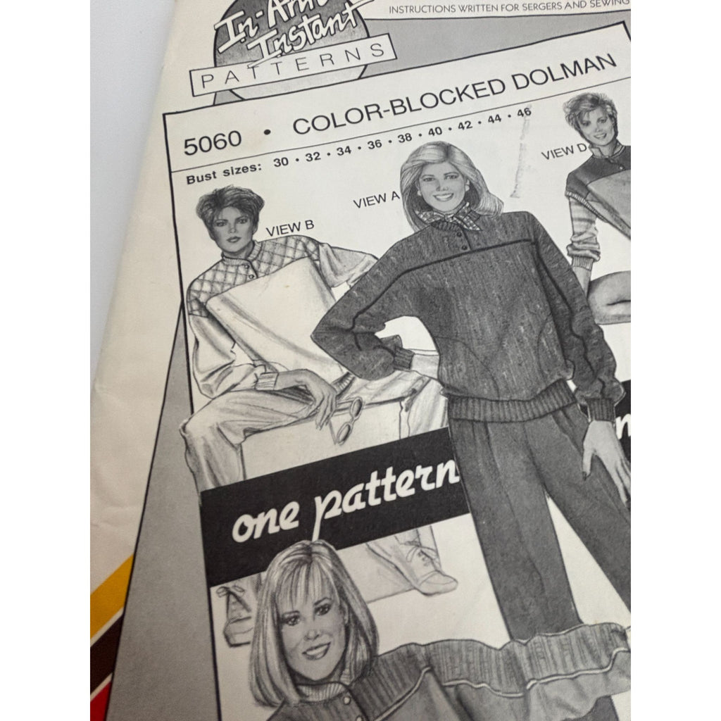 Stretch and Sew Sewing Pattern 5060 Color Blocked Dolman Top Shirt Athletic UC