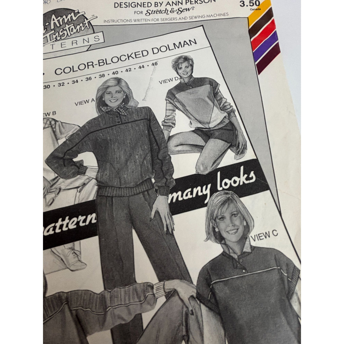 Stretch and Sew Sewing Pattern 5060 Color Blocked Dolman Top Shirt Athletic UC