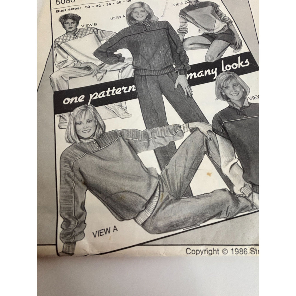 Stretch and Sew Sewing Pattern 5060 Color Blocked Dolman Top Shirt Athletic UC