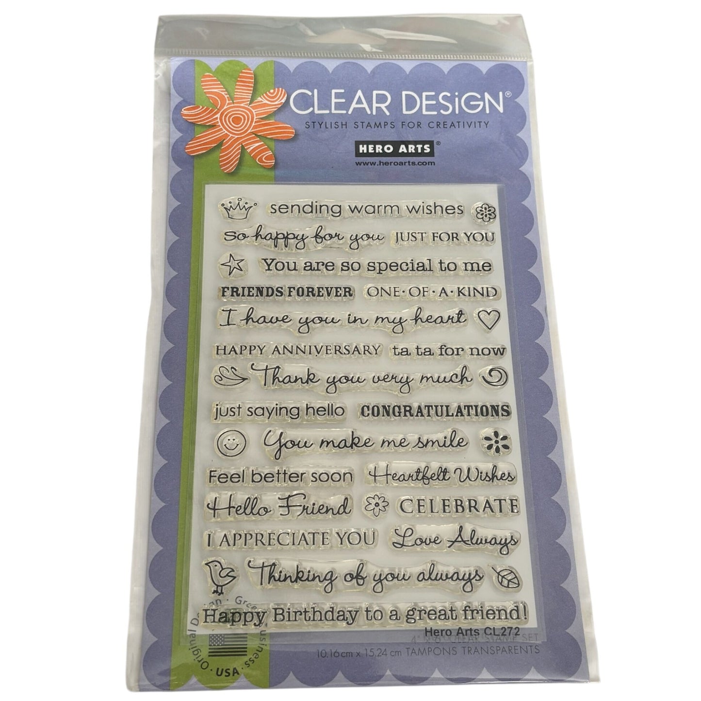 Hero Arts Clear Stamp Set All Occasion Sentiments Words Friendship Get Well 4x6 Anniversary