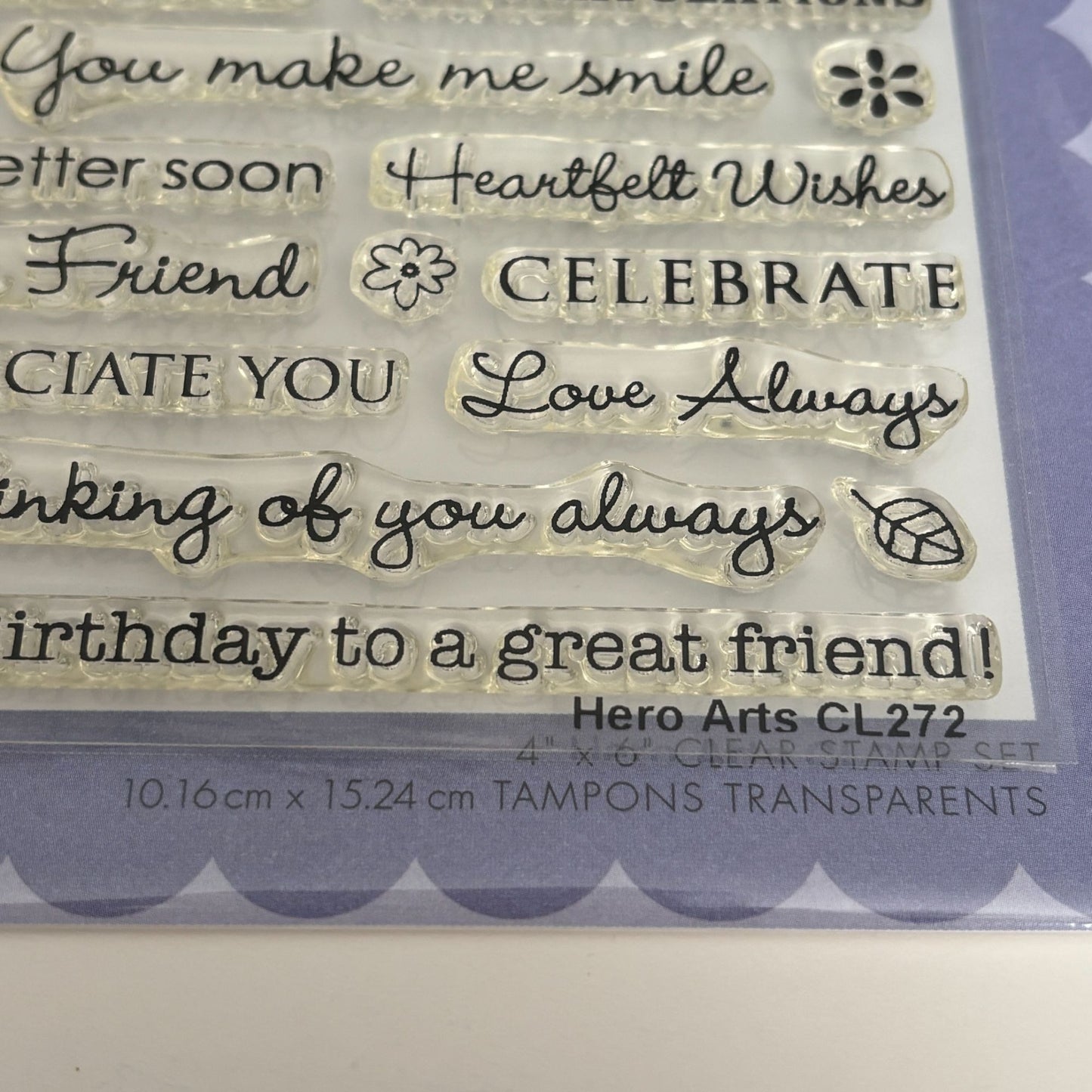 Hero Arts Clear Stamp Set All Occasion Sentiments Words Friendship Get Well 4x6 Anniversary