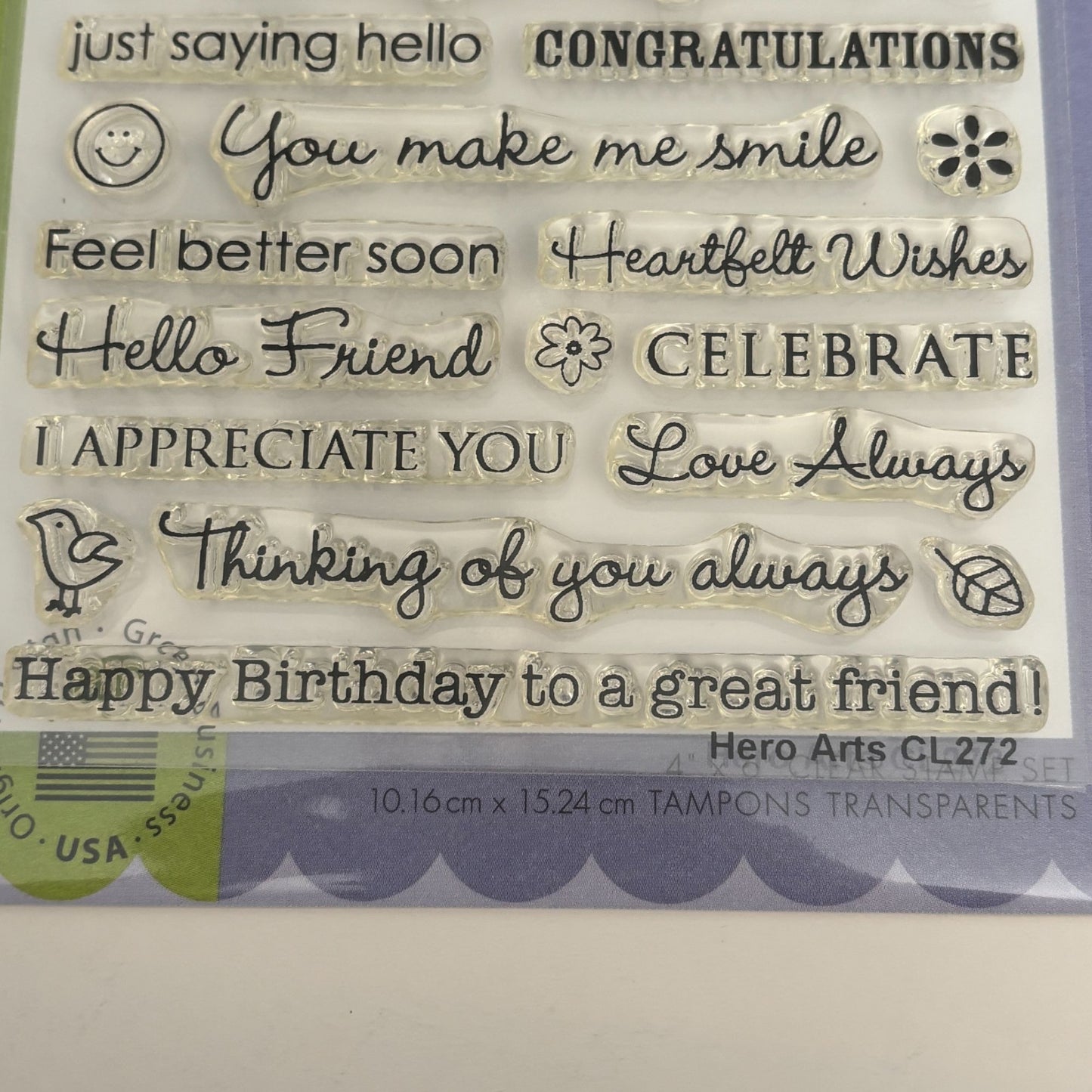 Hero Arts Clear Stamp Set All Occasion Sentiments Words Friendship Get Well 4x6 Anniversary