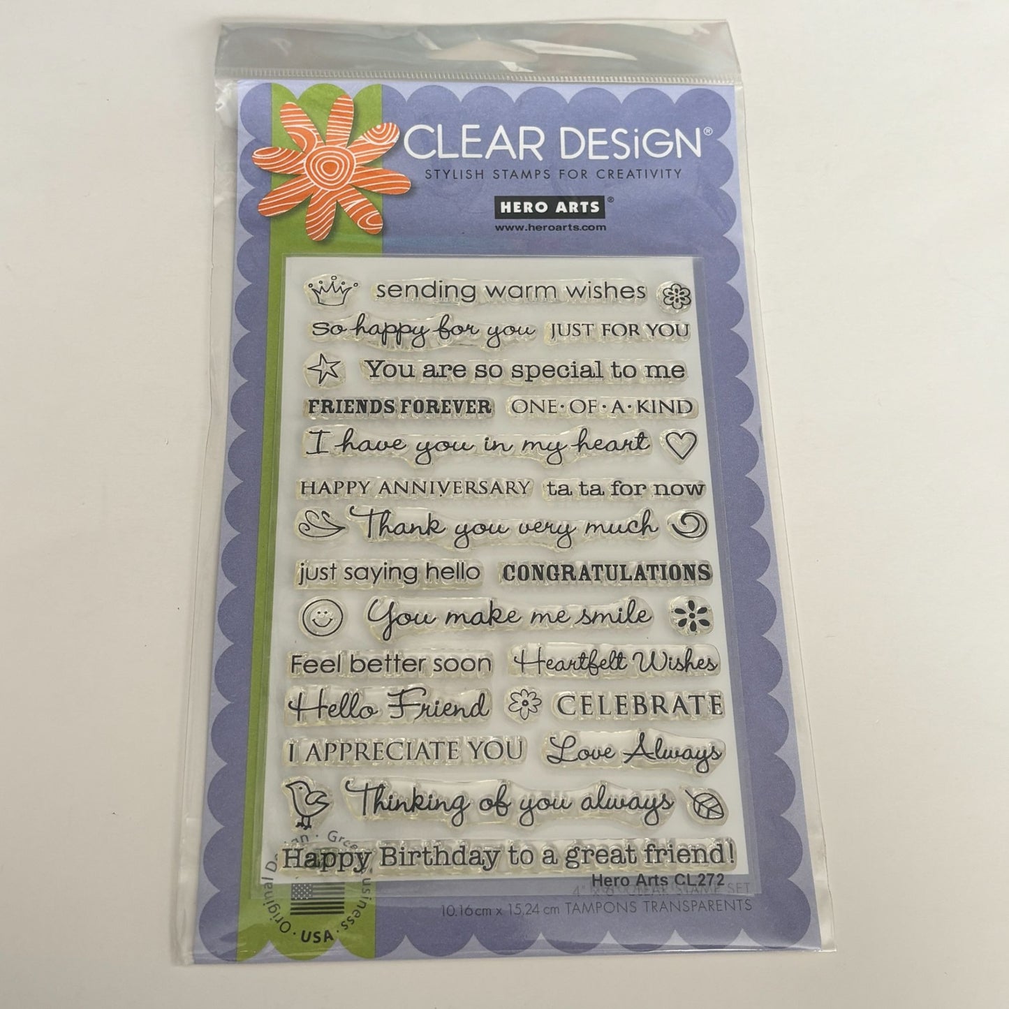 Hero Arts Clear Stamp Set All Occasion Sentiments Words Friendship Get Well 4x6 Anniversary