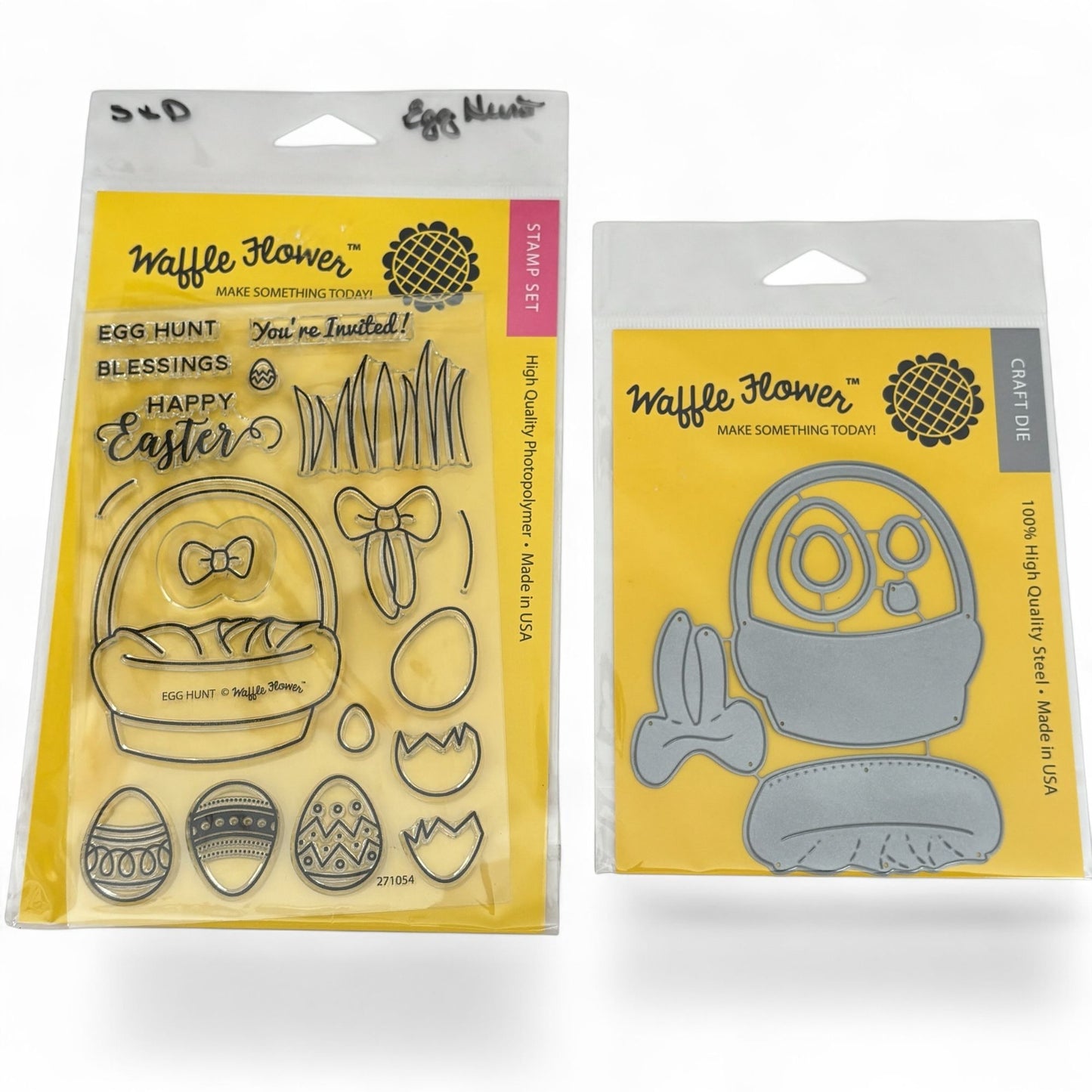 Waffle Flower Clear Stamp and Craft Dies Set Easter Egg Hunt Spring Cardmaking Blessings