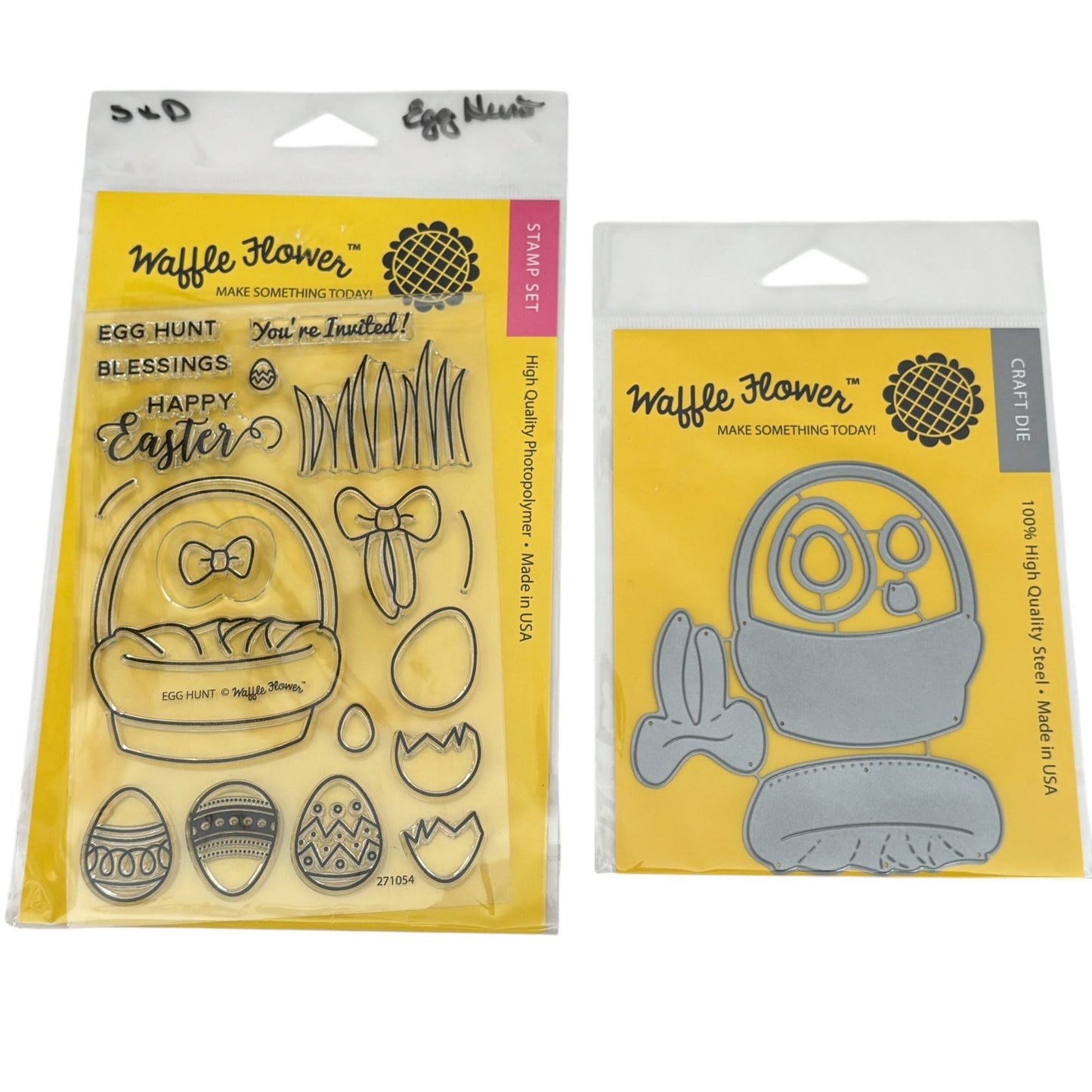 Waffle Flower Clear Stamp and Craft Dies Set Easter Egg Hunt Spring Cardmaking Blessings