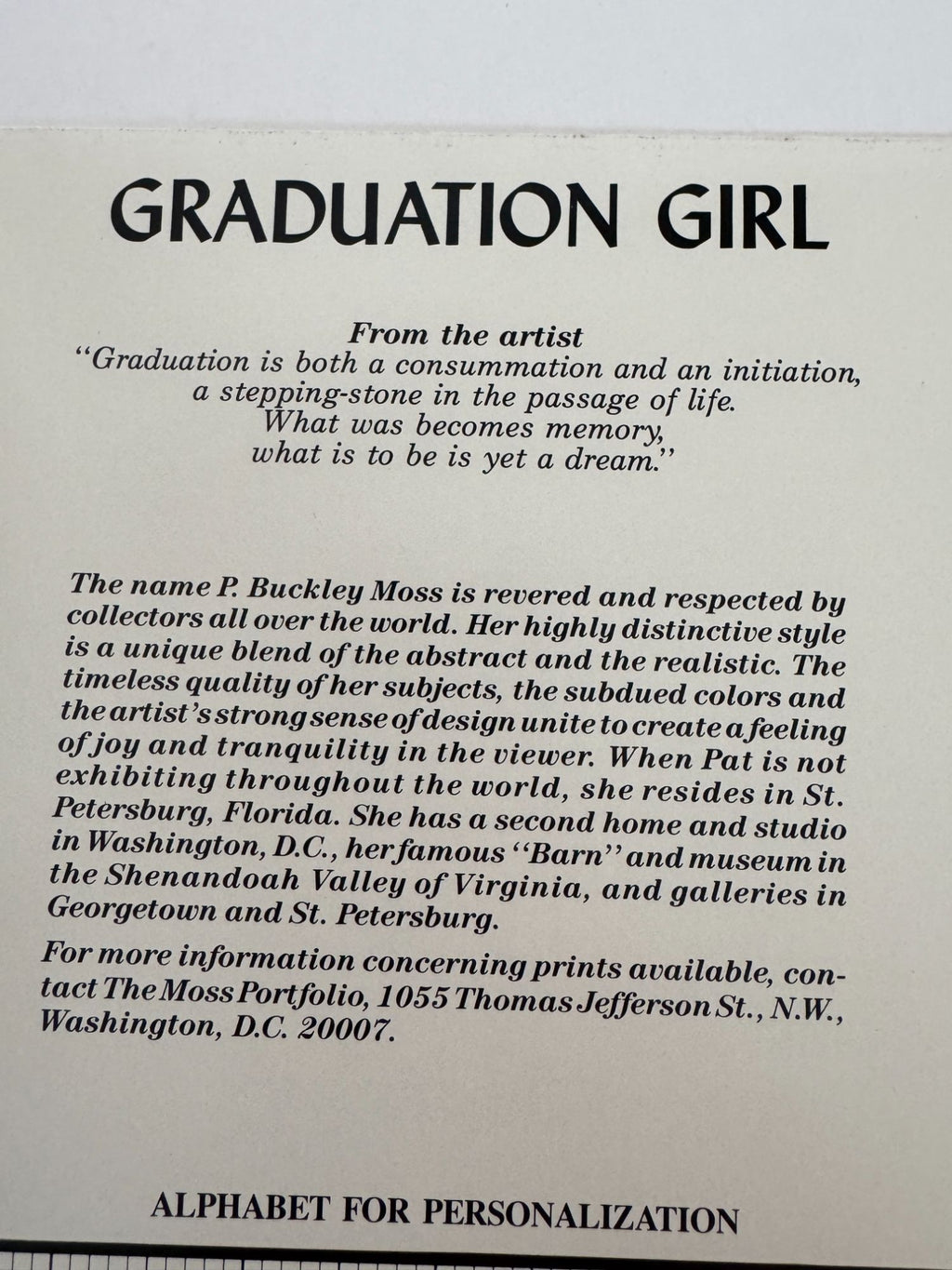 P Buckley Moss Cross Stitch Pattern Graduation Girl Chart Graduate Personalize