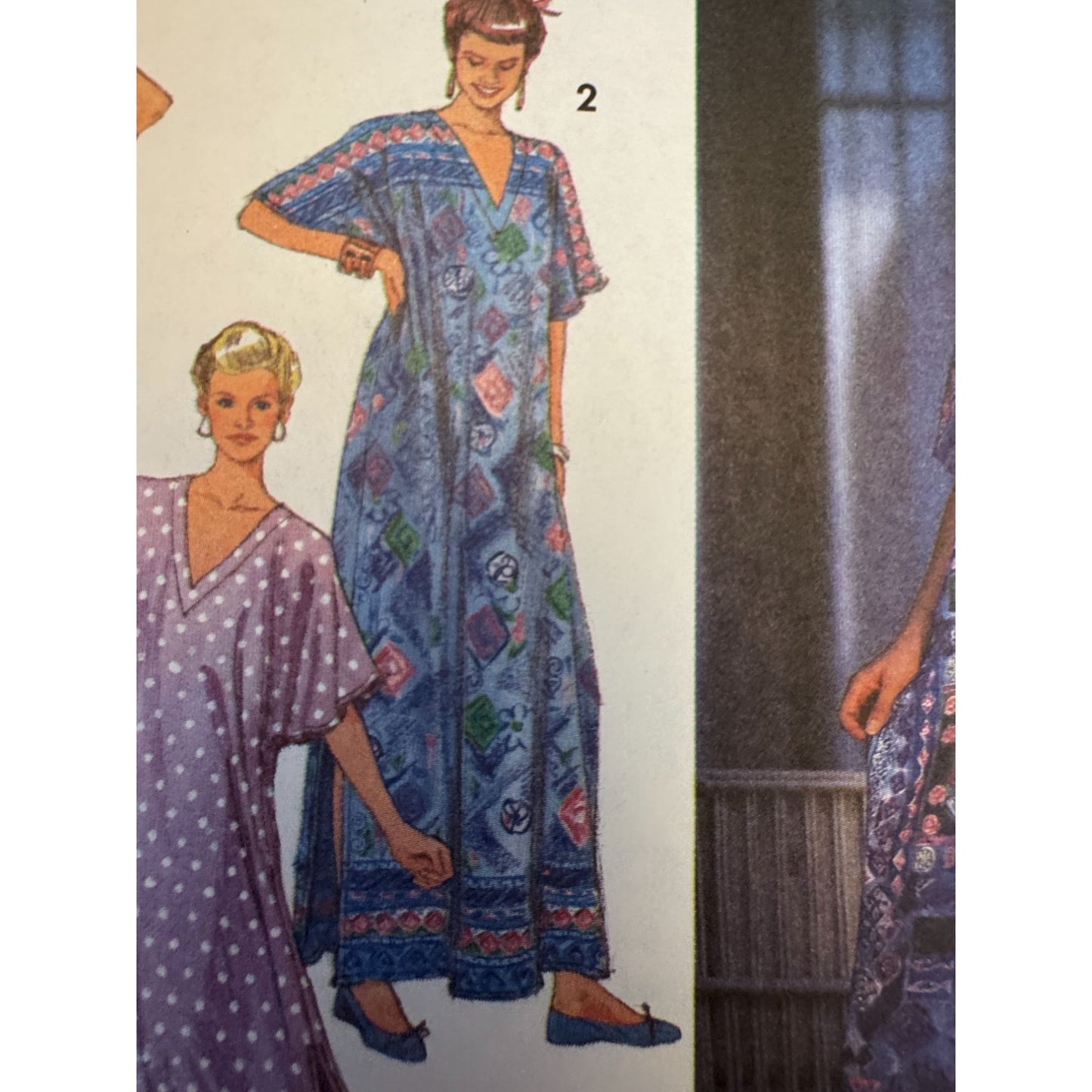 Simplicity Sewing Pattern 8194 Caftan Dress V-Neck Easy 1 Hour L XL 18-24 1990s Uncut