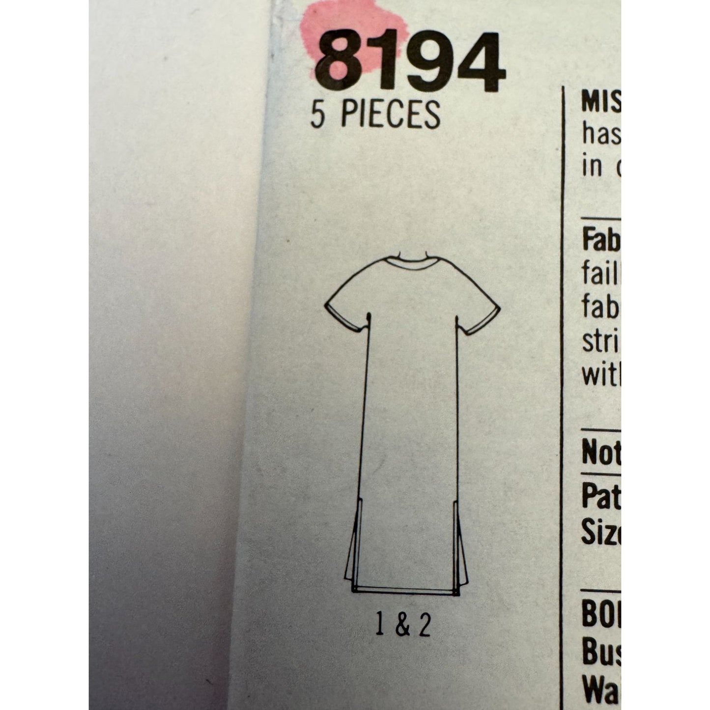 Simplicity Sewing Pattern 8194 Caftan Dress V-Neck Easy 1 Hour L XL 18-24 1990s Uncut