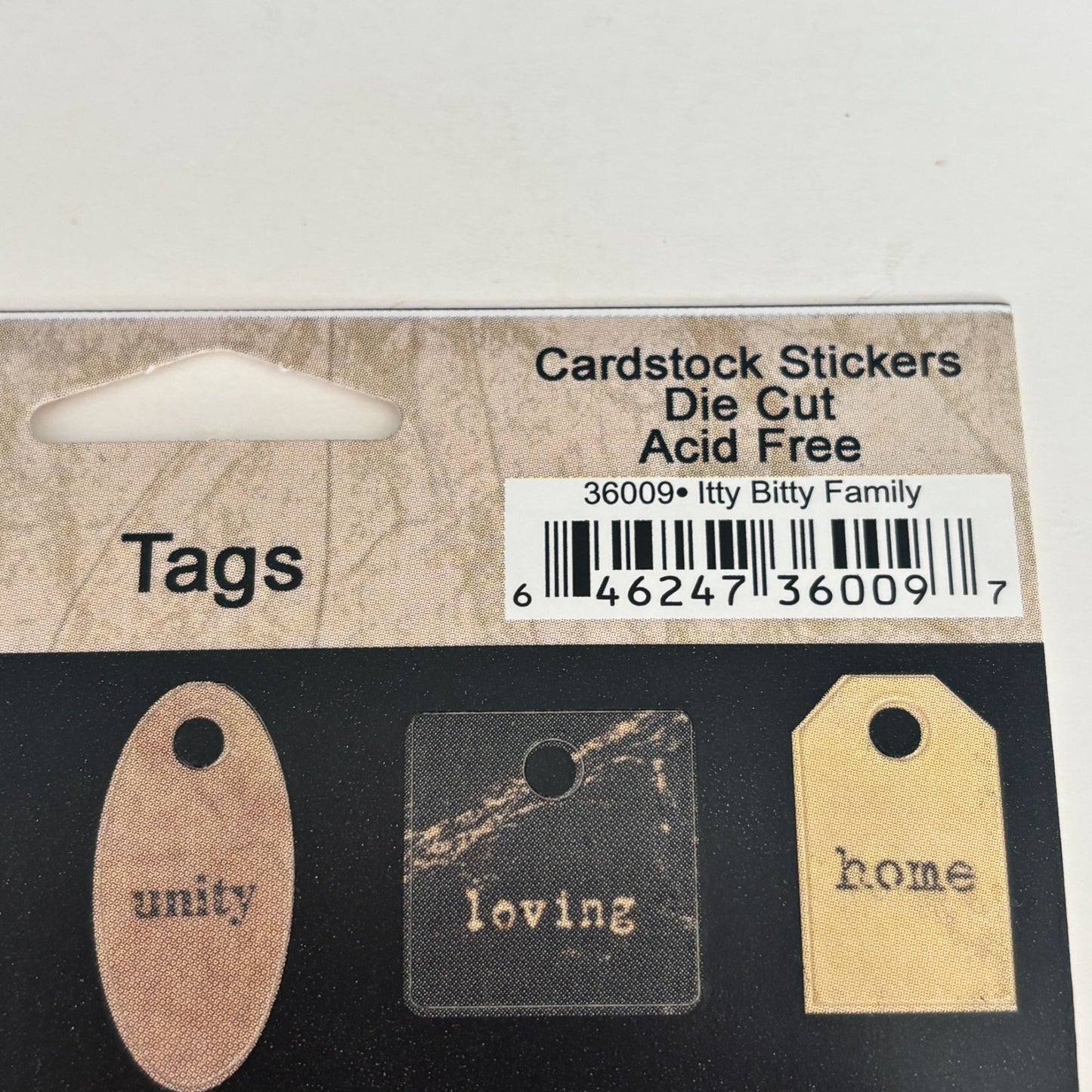 Pebbles Real Life Itty Bitty Family Tags Cardstock Die-Cut Stickers Scrapbooking Labels Junk Journaling