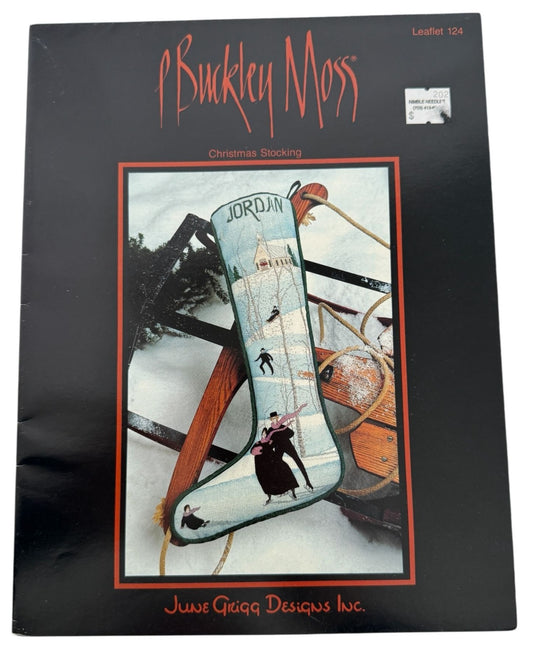 P Buckley Moss Cross Stitch Pattern Christmas Stocking Ice Skating Folk Art 124