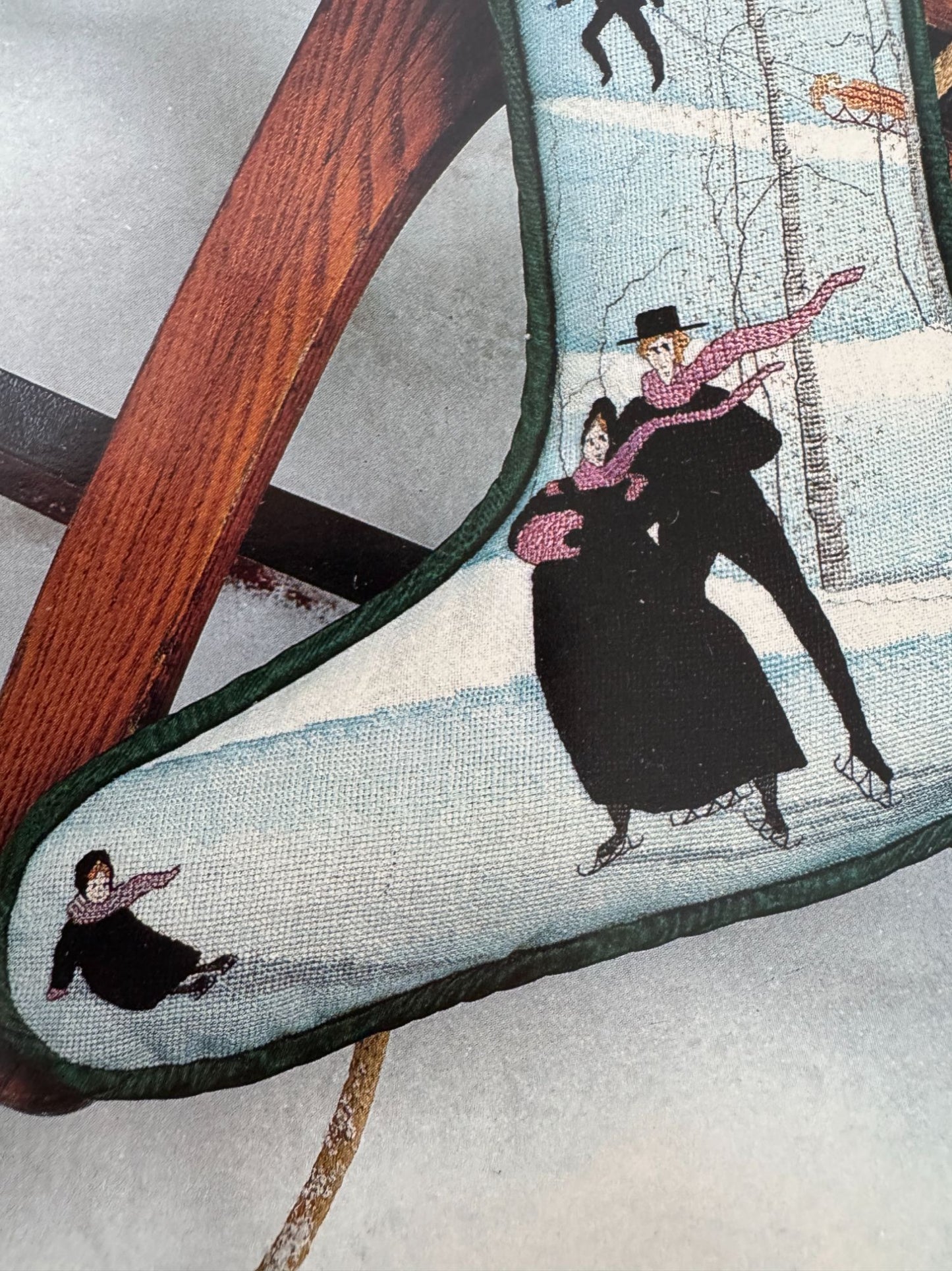 P Buckley Moss Cross Stitch Pattern Christmas Stocking Ice Skating Folk Art 124