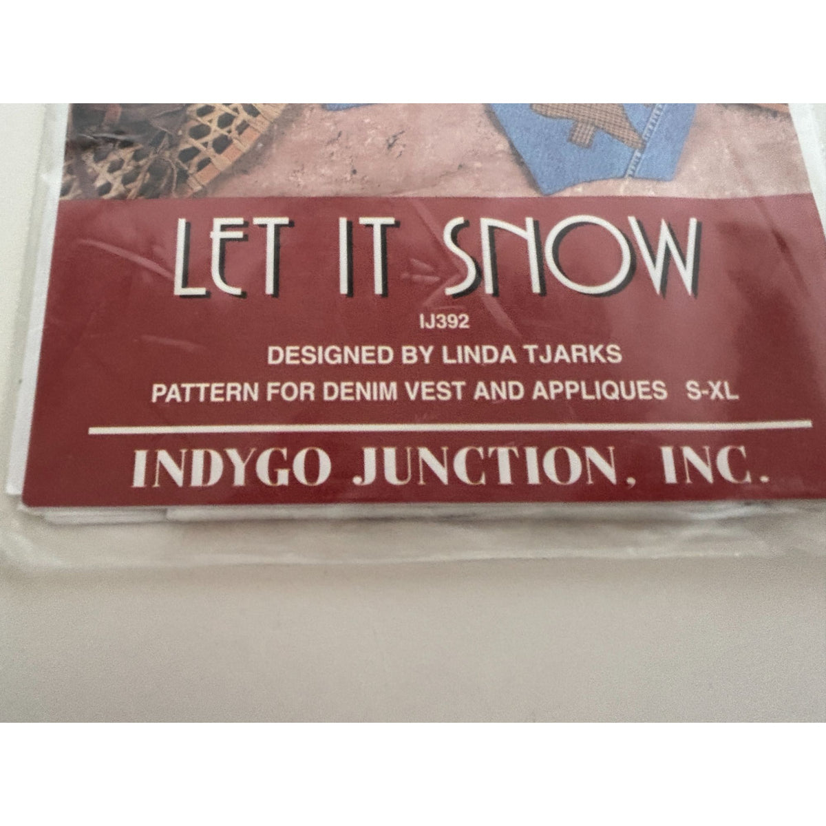 Indygo Junction Sewing Pattern Denim Vest Let It Snow Appliques S-XL Christmas
