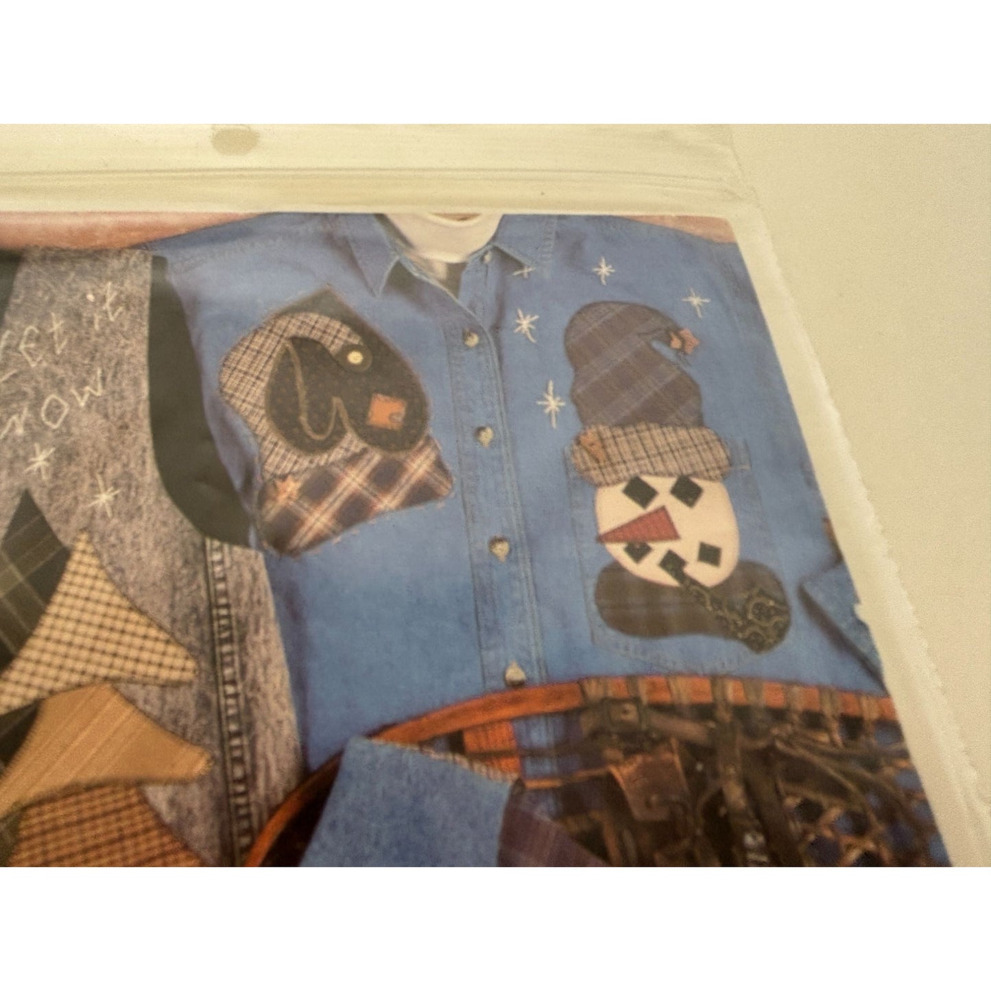 Indygo Junction Sewing Pattern Denim Vest Let It Snow Appliques S-XL Christmas