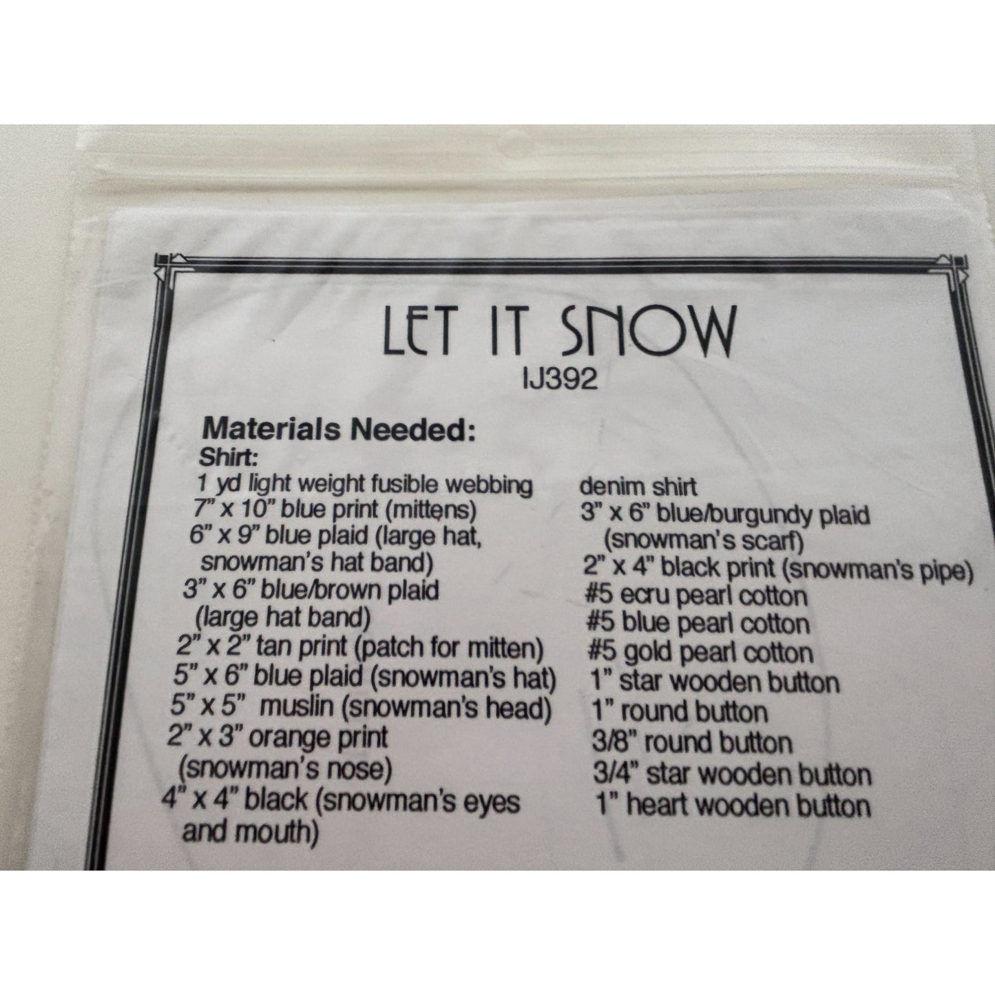 Indygo Junction Sewing Pattern Denim Vest Let It Snow Appliques S-XL Christmas