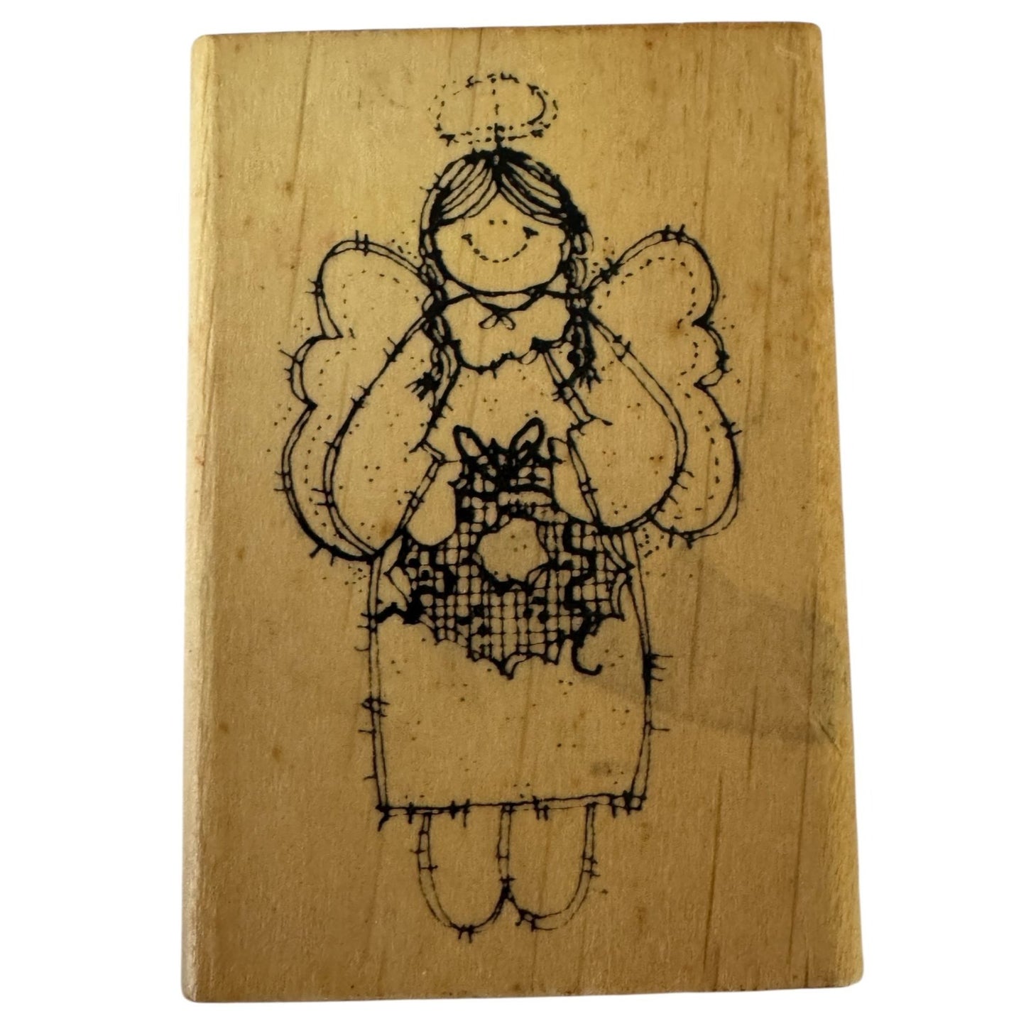 Hooks Lines and Inkers Rubber Stamp Christmas Country Angel Wreath Card Making