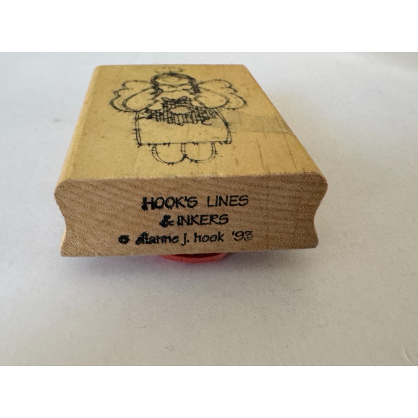 Hooks Lines and Inkers Rubber Stamp Christmas Country Angel Wreath Card Making