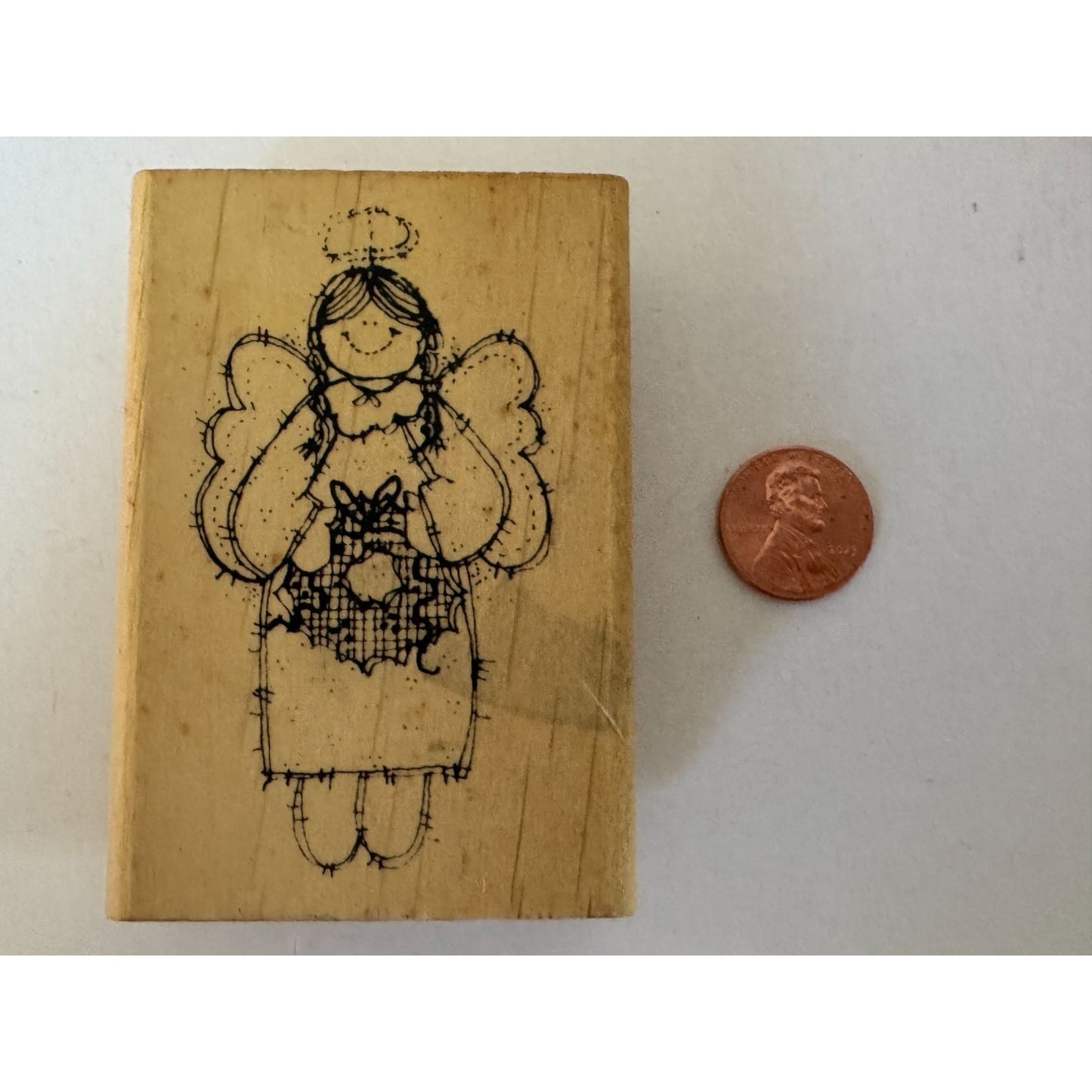 Hooks Lines and Inkers Rubber Stamp Christmas Country Angel Wreath Card Making