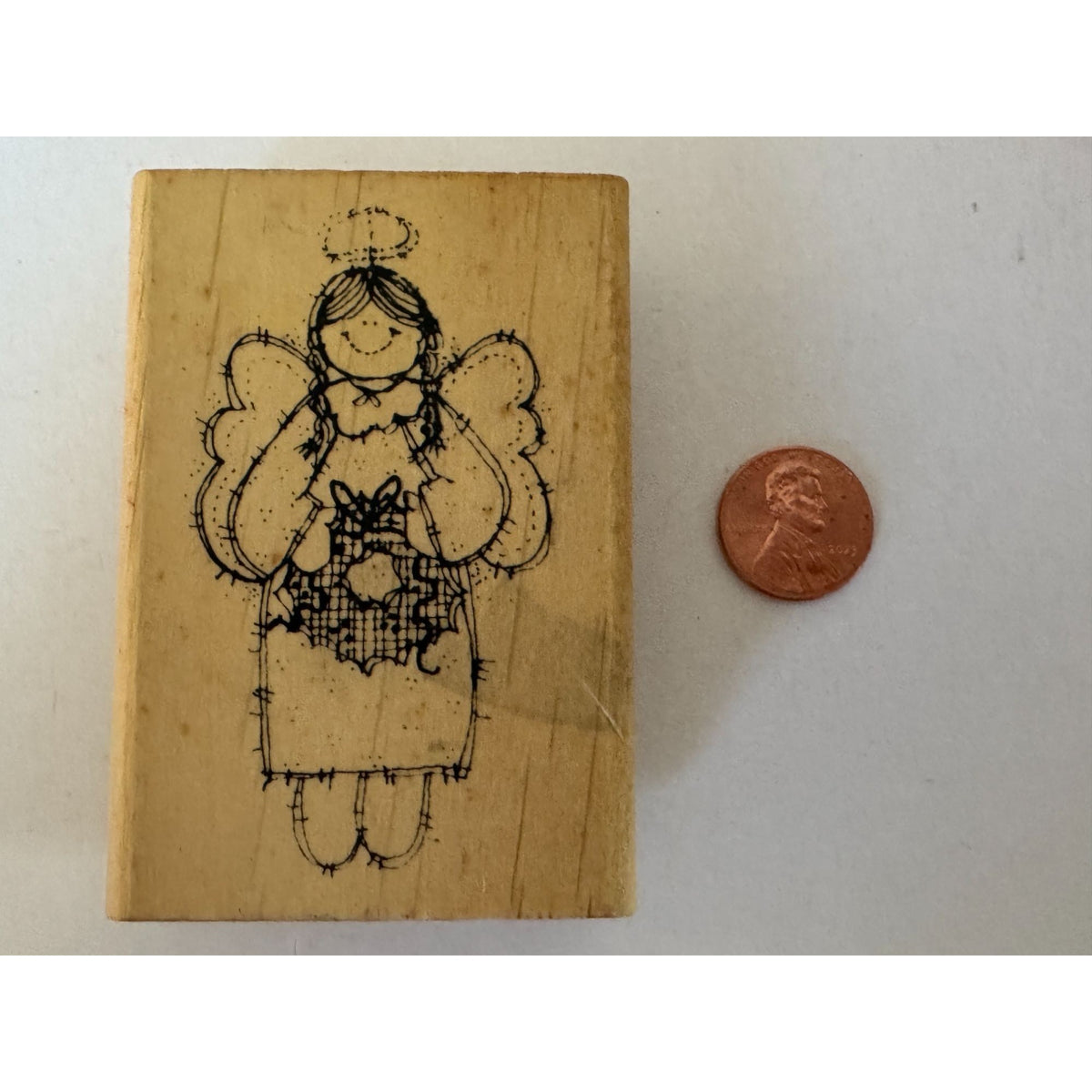 Hooks Lines and Inkers Rubber Stamp Christmas Country Angel Wreath Card Making