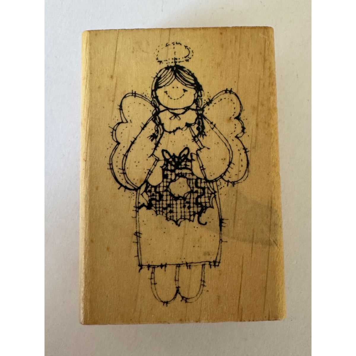 Hooks Lines and Inkers Rubber Stamp Christmas Country Angel Wreath Card Making