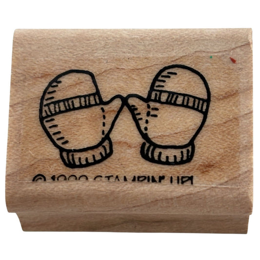 Stampin Up Rubber Stamp Winter Mittens Pair Gloves Knitted Clothing Card Making