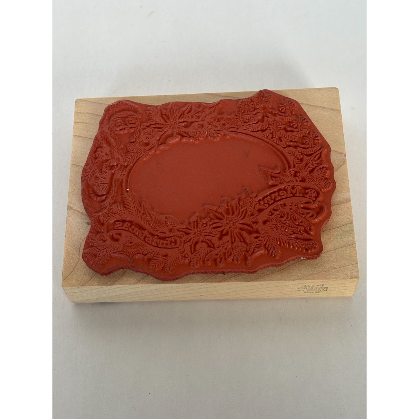 PSX Rubber Stamp Merry Christmas Santa Oval Frame Holiday Card Making Holly K352