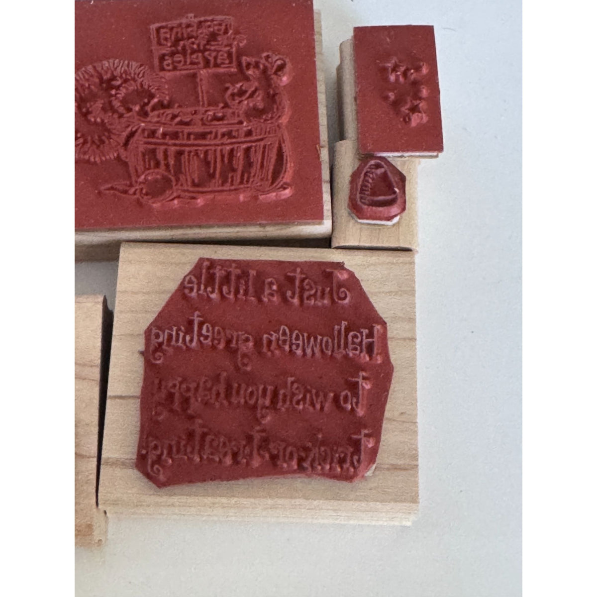 Stampin Up Rubber Stamp Set Halloween Hedgehogs Bobbing for Apples Pumpkin Trick or Treat