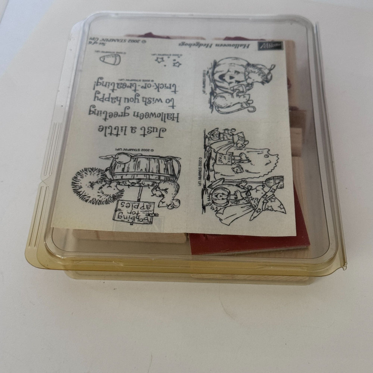 Stampin Up Rubber Stamp Set Halloween Hedgehogs Bobbing for Apples Pumpkin Trick or Treat