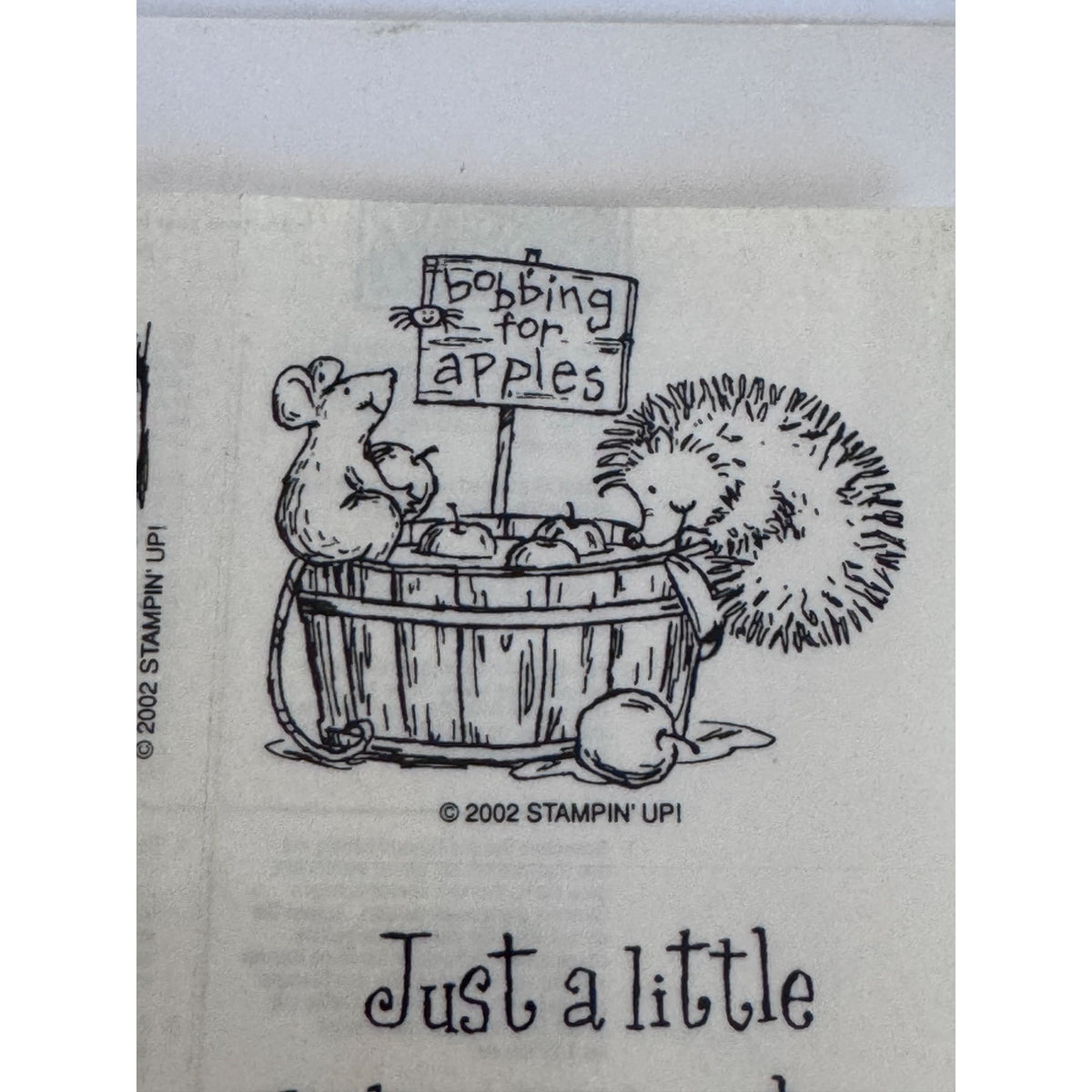 Stampin Up Rubber Stamp Set Halloween Hedgehogs Bobbing for Apples Pumpkin Trick or Treat