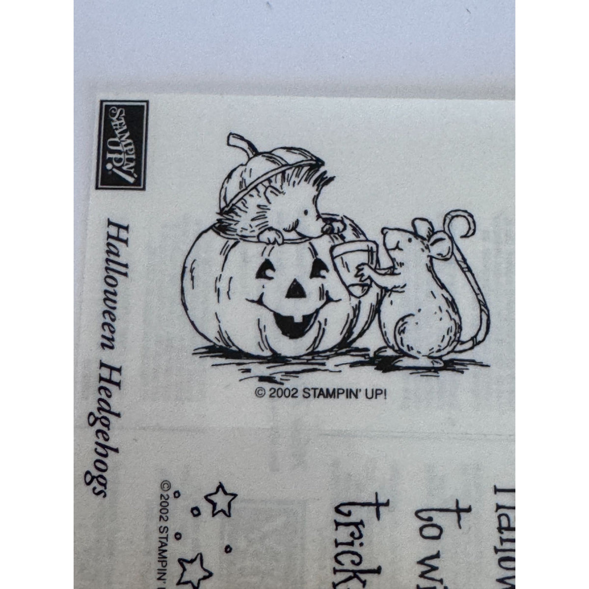 Stampin Up Rubber Stamp Set Halloween Hedgehogs Bobbing for Apples Pumpkin Trick or Treat