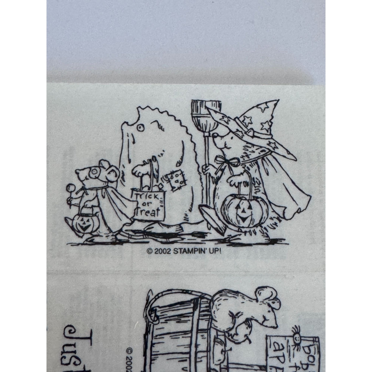 Stampin Up Rubber Stamp Set Halloween Hedgehogs Bobbing for Apples Pumpkin Trick or Treat