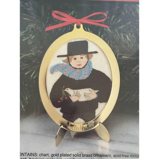 P Buckley Moss Cross Stitch Kit Christmas Ornament Limited Edition 1991 Boy Dove