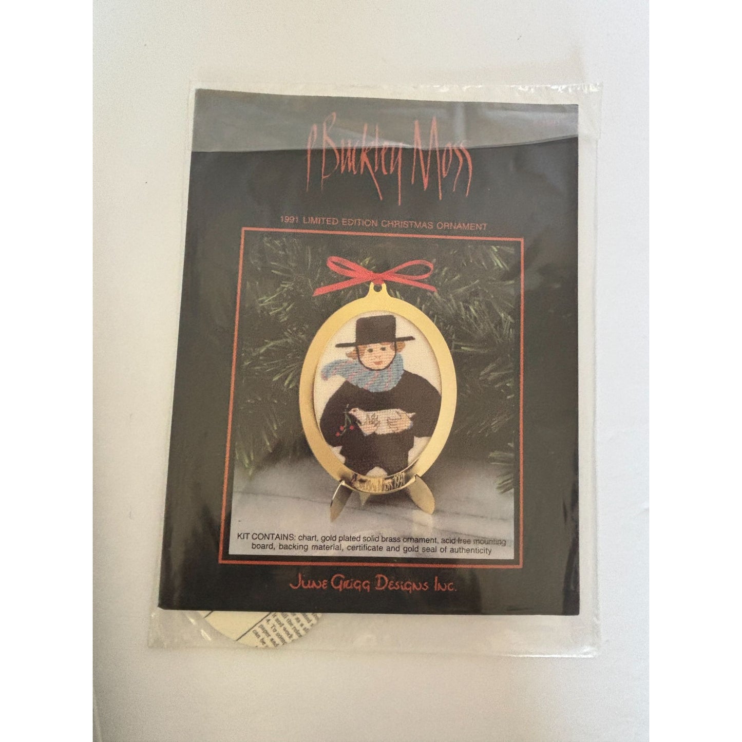 P Buckley Moss Cross Stitch Kit Christmas Ornament Limited Edition 1991 Boy Dove