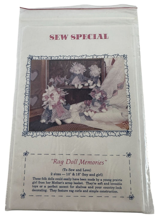 Sew Special Sewing Pattern Rag Doll Memories Folk Scraps Country 1980s Vintage