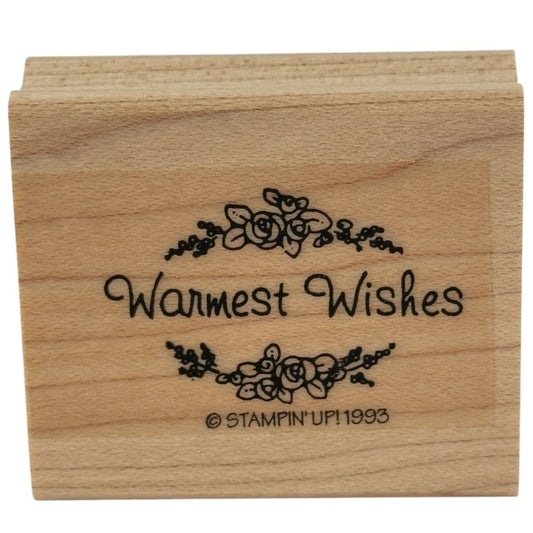 Stampin Up Rubber Stamp Warmest Wishes Floral Gift Tag Card Making Words Holiday