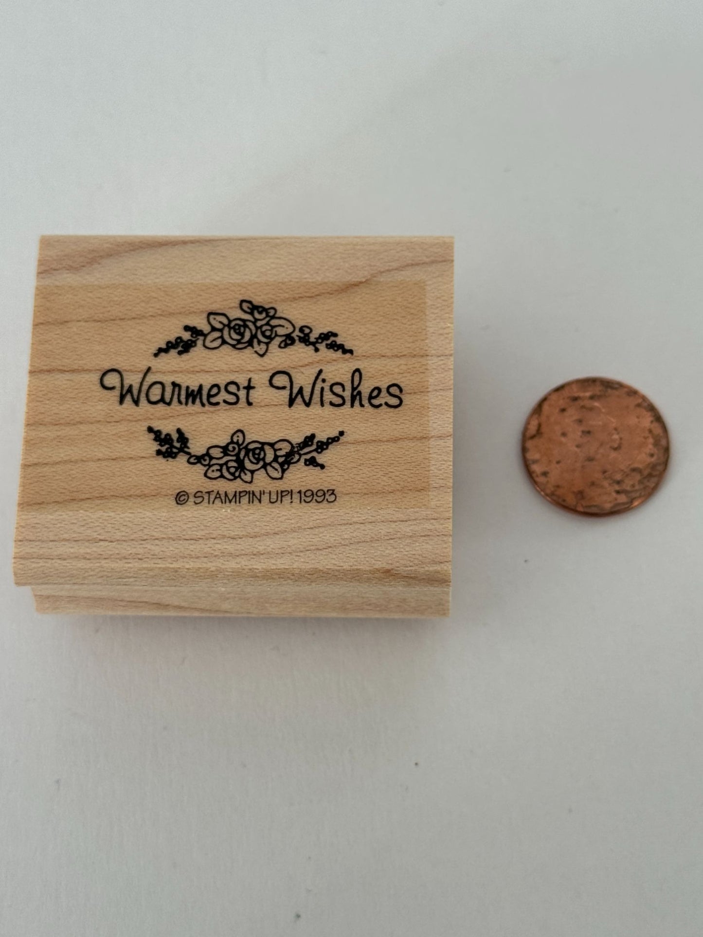 Stampin Up Rubber Stamp Warmest Wishes Floral Gift Tag Card Making Words Holiday