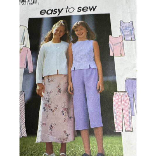 Simplicity Sewing Pattern 8550 Girls Jacket Top Skirt Pants Sizes 7 8 10 Easy UC