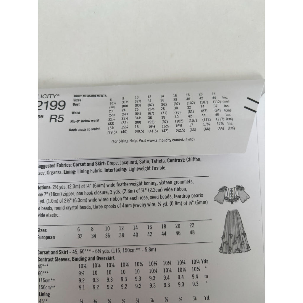 Simplicity Sewing Pattern R12199 Renaissance Costume Dress Historical 14-22 UC