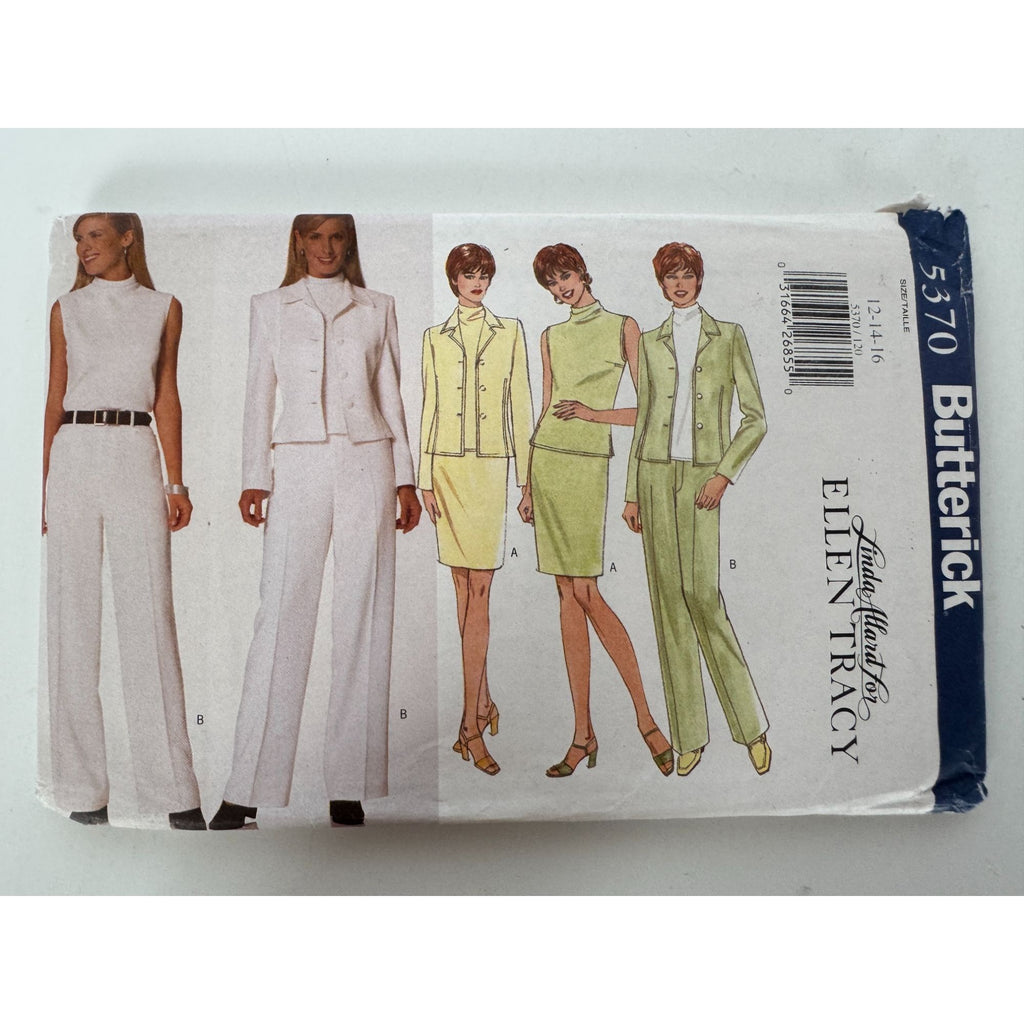 Butterick Sewing Pattern 5370 Misses Work Jacket Top Skirt Pants 12 14 16 Uncut