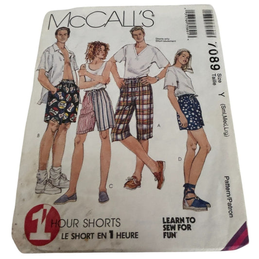 McCalls Sewing Pattern 7089 Unisex Shorts Summer 1 Hour Cruise Wear S M L Uncut
