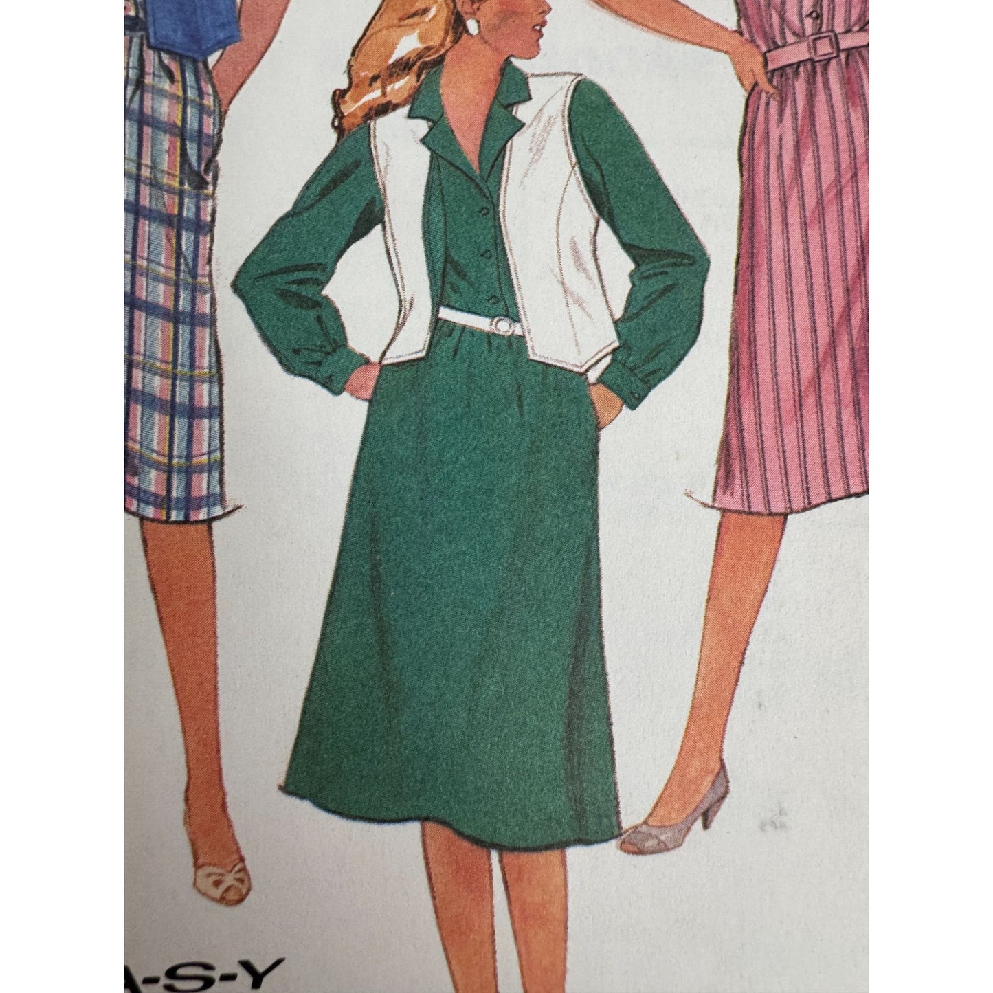 Simplicity Sewing Pattern 7423 Shirtdress Shirt Dress Vest 1980s Size 14 Uncut