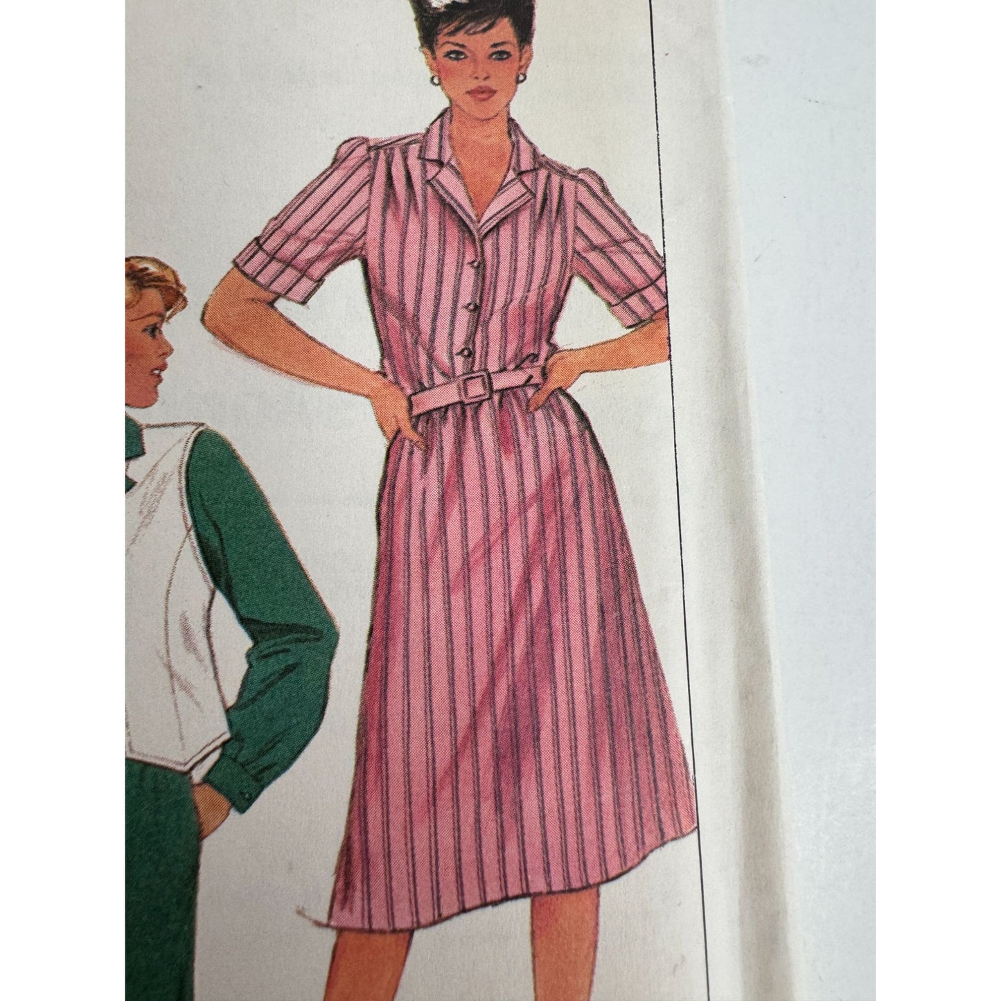 Simplicity Sewing Pattern 7423 Shirtdress Shirt Dress Vest 1980s Size 14 Uncut