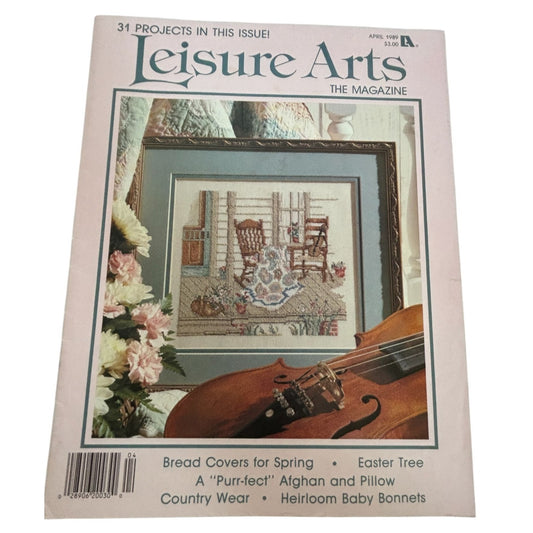 Leisure Arts Magazine April 1989 Cross Stitch Paula Vaughan Fiddler Quilt Maker