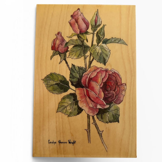 Stamps Happen Rubber Stamp English Rose Long Stem Carolyn Shores Wright Big Wood