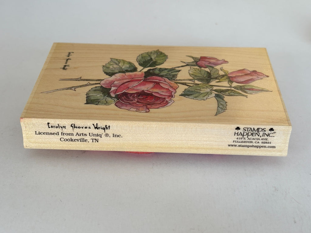 Stamps Happen Rubber Stamp English Rose Long Stem Carolyn Shores Wright Big Wood