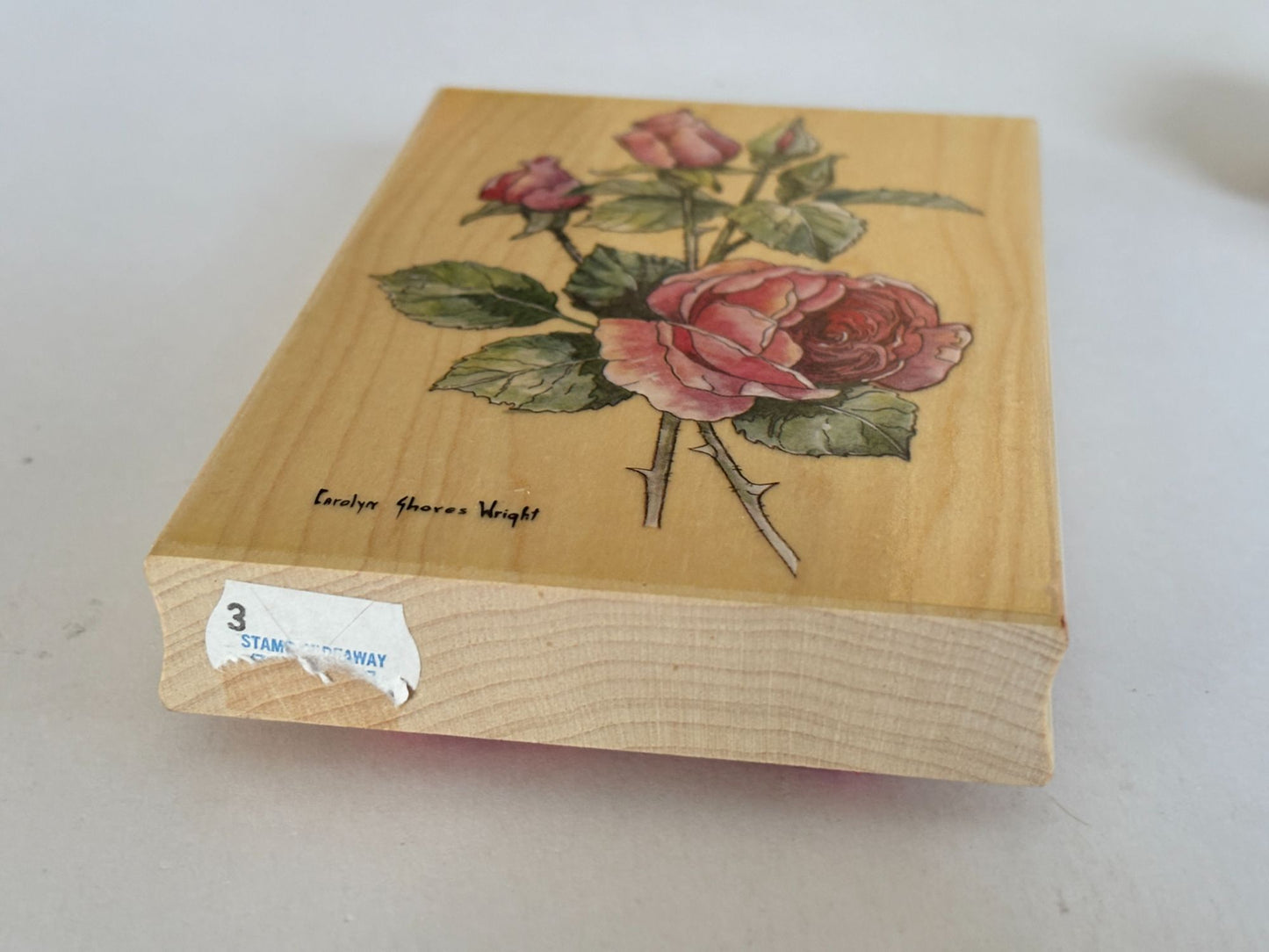 Stamps Happen Rubber Stamp English Rose Long Stem Carolyn Shores Wright Big Wood