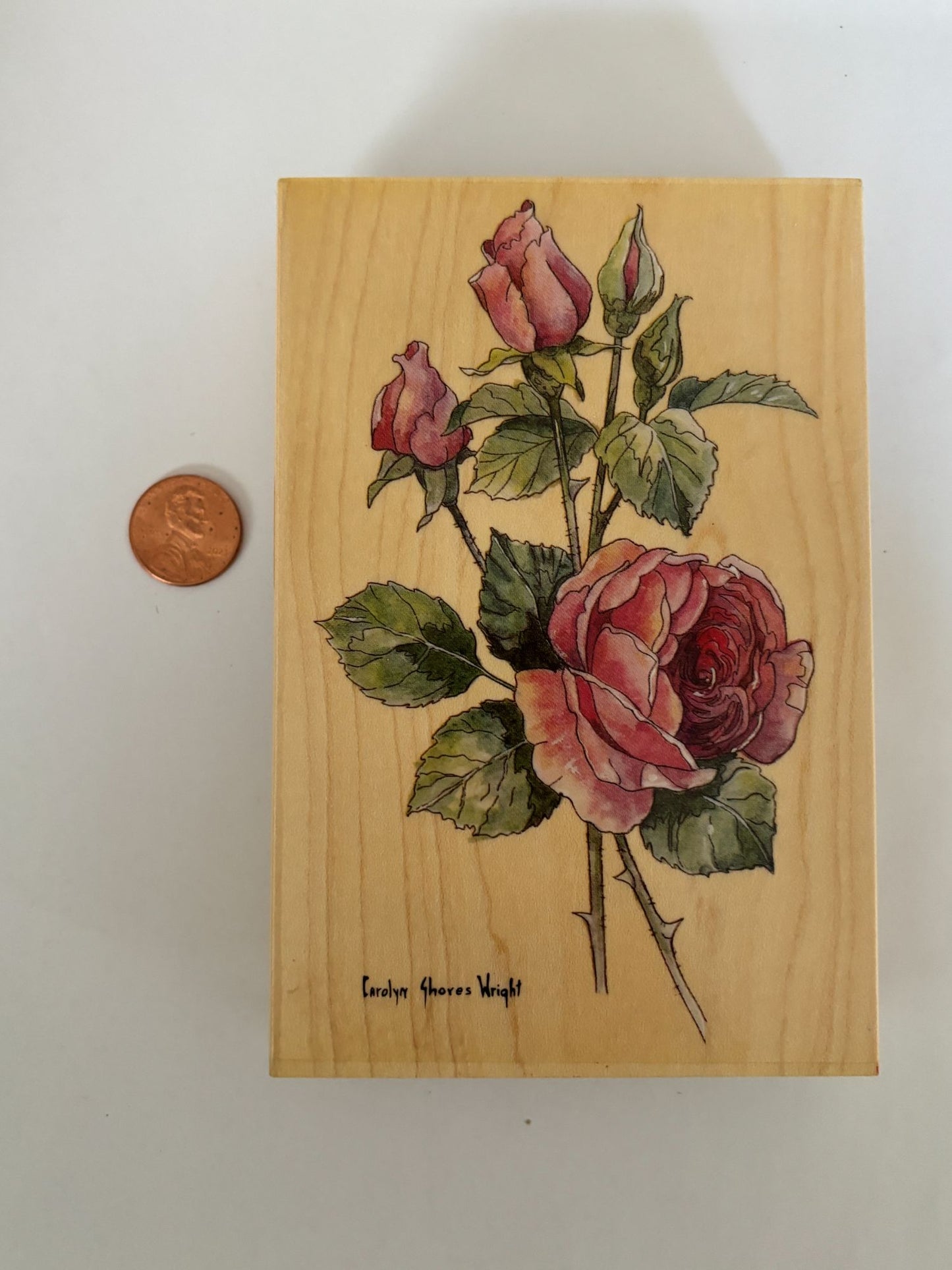 Stamps Happen Rubber Stamp English Rose Long Stem Carolyn Shores Wright Big Wood
